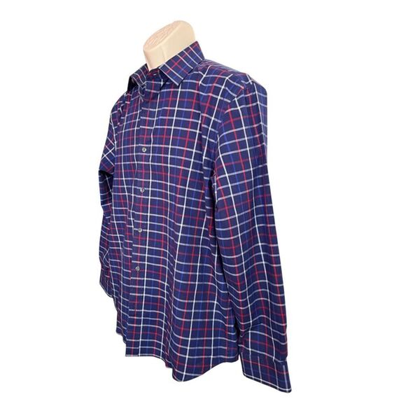 Old Navy Classic Blue Red & White Plaid Long Sleeve Shirt Size L - Picture 3 of 9